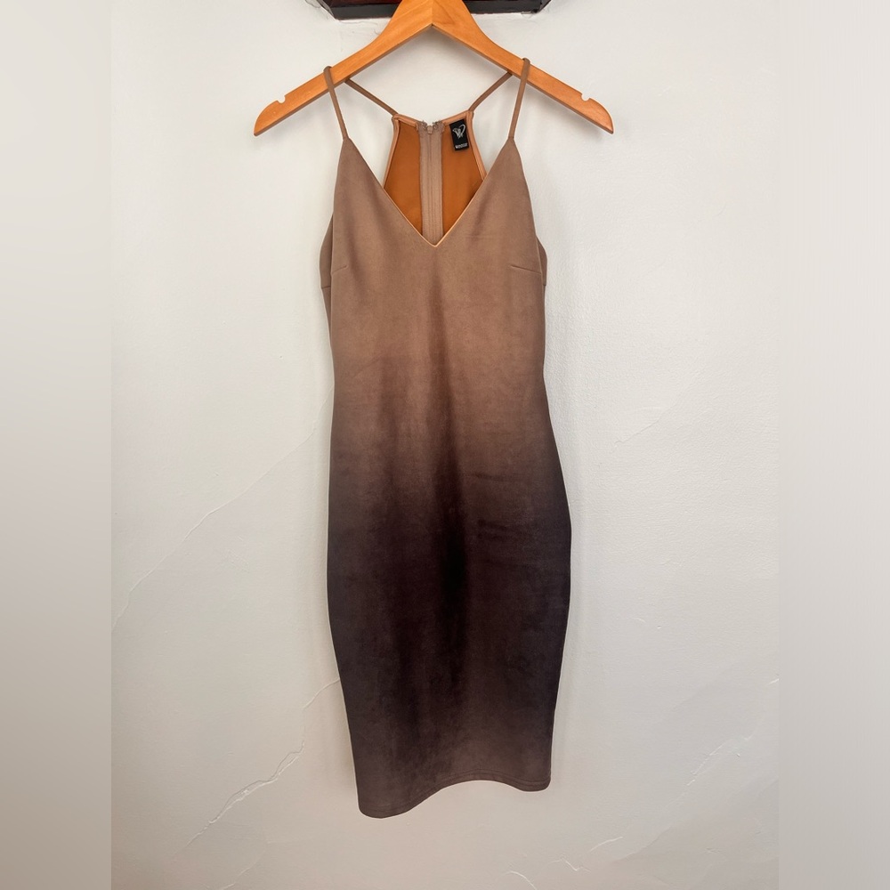 Brown ombre suede dress